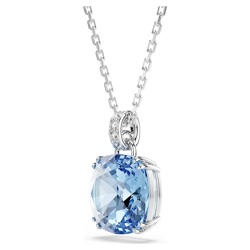 Millenia pendant, Cushion cut, Blue, Rhodium plated