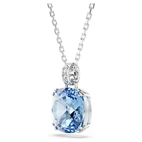 Millenia pendant, Cushion cut, Blue, Rhodium plated