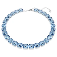 Millenia necklace, Cushion cut, Blue, Rhodium plated