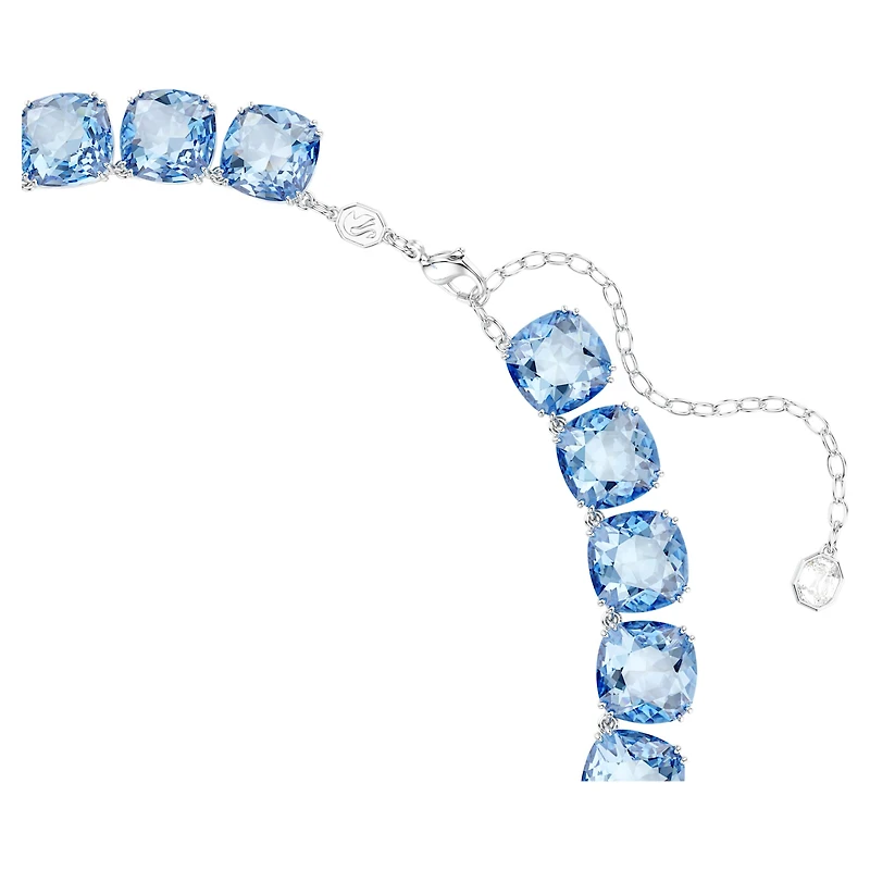 Millenia necklace, Cushion cut, Blue, Rhodium plated