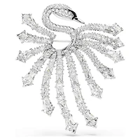 Vienna brooch, Mixed cuts, Swan, White, Rhodium plated