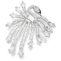 Vienna brooch, Mixed cuts, Swan, White, Rhodium plated