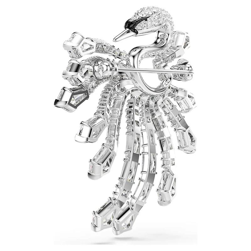 Vienna brooch, Mixed cuts, Swan, White, Rhodium plated
