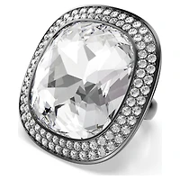 Una Angelic cocktail ring, Cushion cut, White, Ruthenium plated