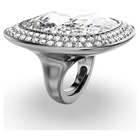 Una Angelic cocktail ring, Cushion cut, White, Ruthenium plated