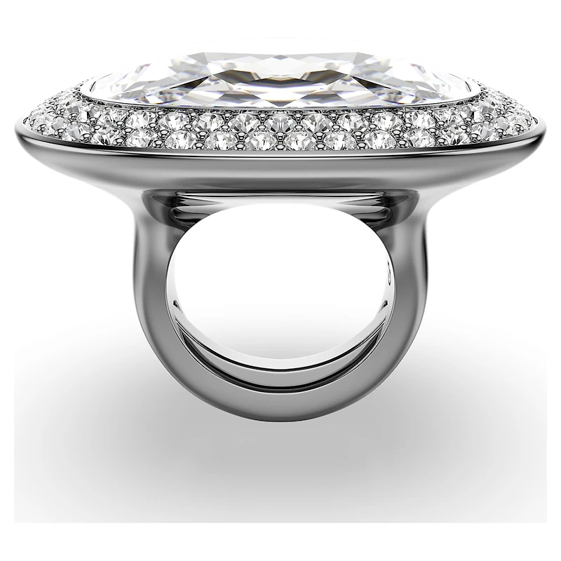 Una Angelic cocktail ring, Cushion cut, White, Ruthenium plated