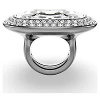 Una Angelic cocktail ring, Cushion cut, White, Ruthenium plated