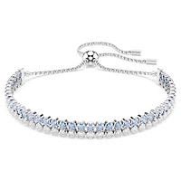 Matrix bracelet, Round cut, Blue, Rhodium plated