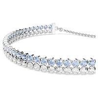Matrix bracelet, Round cut, Blue, Rhodium plated