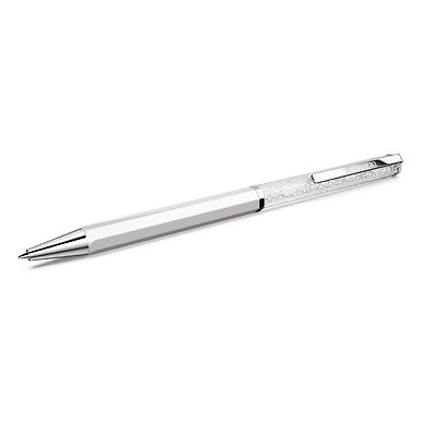 Crystalline ballpoint pen, White lacquered, Chrome plated