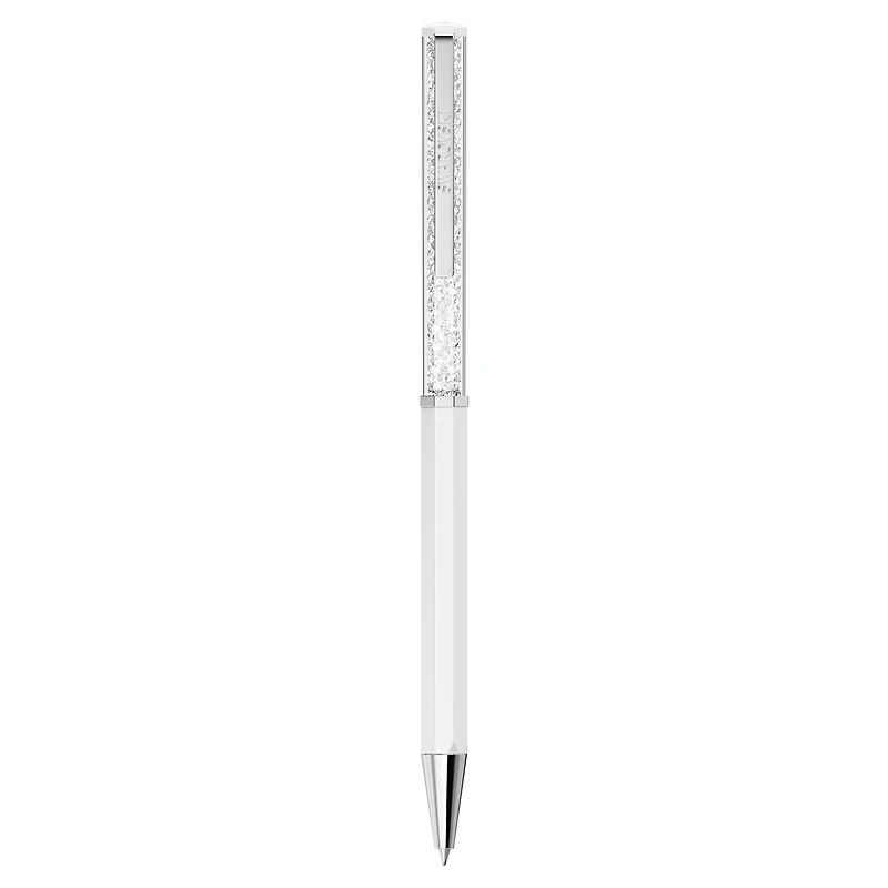 Crystalline ballpoint pen, White lacquered, chrome plated