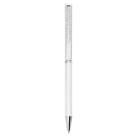 Crystalline ballpoint pen, White lacquered, chrome plated
