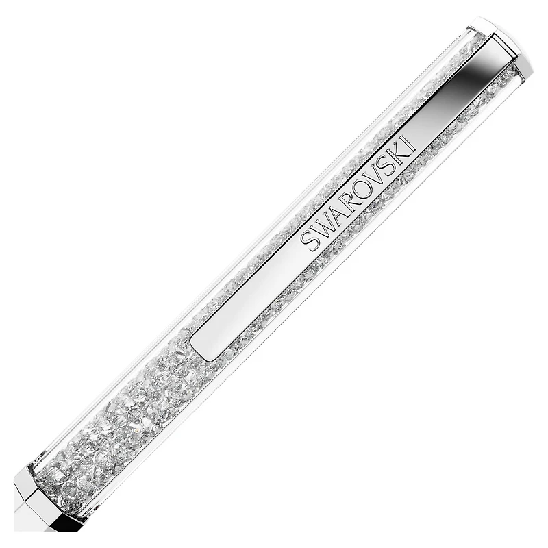 Crystalline ballpoint pen, White lacquered, Chrome plated