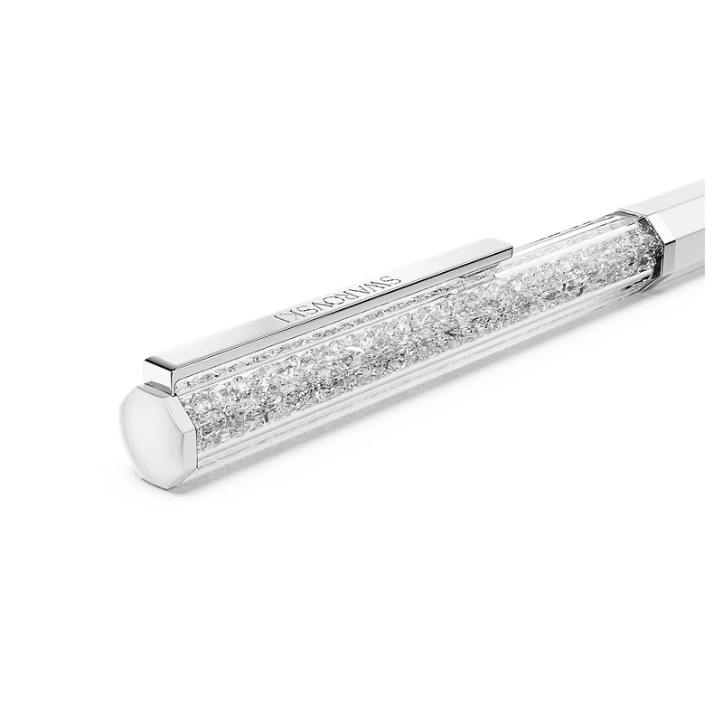 Crystalline ballpoint pen, White lacquered, chrome plated