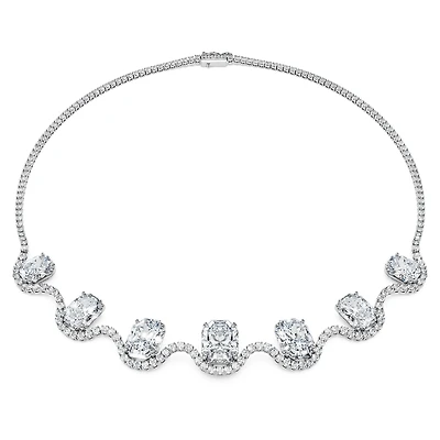 Octagon necklace, Lab-grown diamonds 37.70 ct tw, Octagon shape, 18K white gold