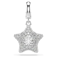 Sublima charm, Round cut, Star, White, Rhodium plated