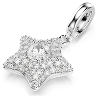 Sublima charm, Round cut, Star, White, Rhodium plated