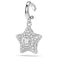 Sublima charm, Round cut, Star, White, Rhodium plated