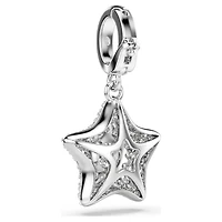 Sublima charm, Round cut, Star, White, Rhodium plated