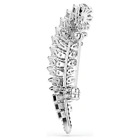 Vienna brooch, Mixed cuts, Feather, White, Rhodium plated