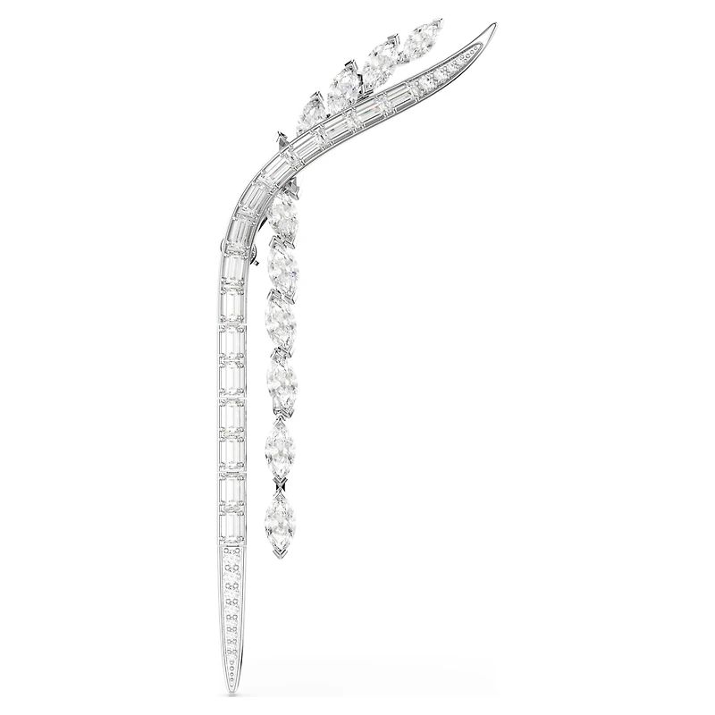 Mesmera brooch, Mixed cuts, White, Rhodium plated