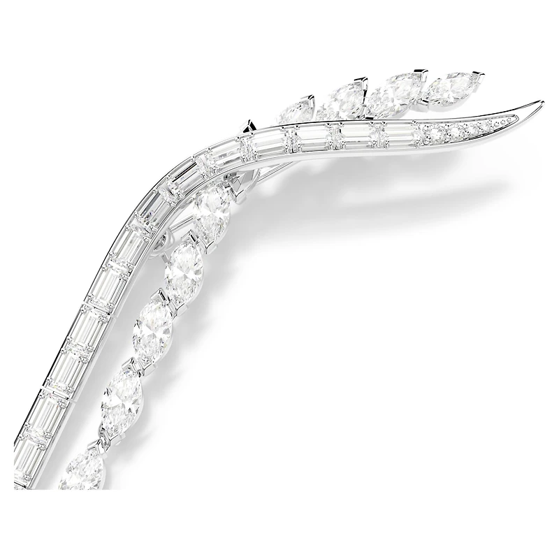 Mesmera brooch, Mixed cuts, White, Rhodium plated