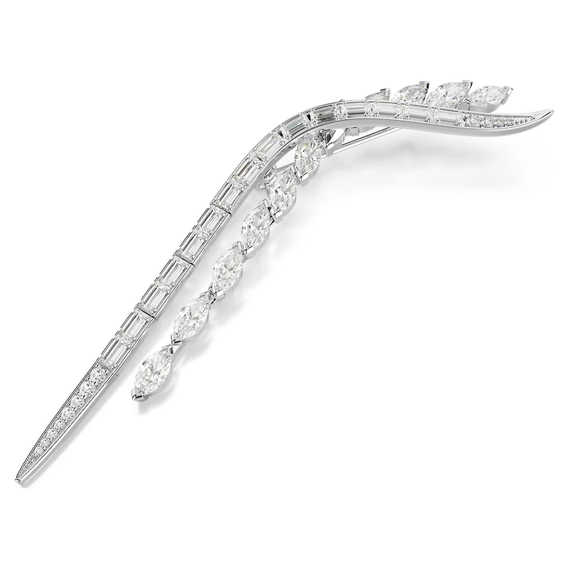 Mesmera brooch, Mixed cuts, White, Rhodium plated