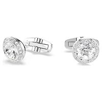 Una Angelic cufflinks, Round cut, White, Rhodium plated