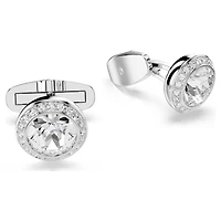 Una Angelic cufflinks, Round cut, White, Rhodium plated