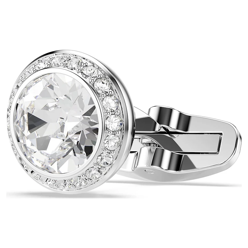 Una Angelic cufflinks, Round cut, White, Rhodium plated