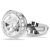Una Angelic cufflinks, Round cut, White, Rhodium plated