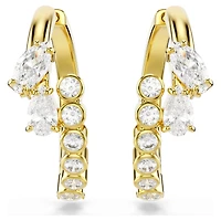 Mesmera hoop earrings, Mixed cuts, White, 18K gold finish