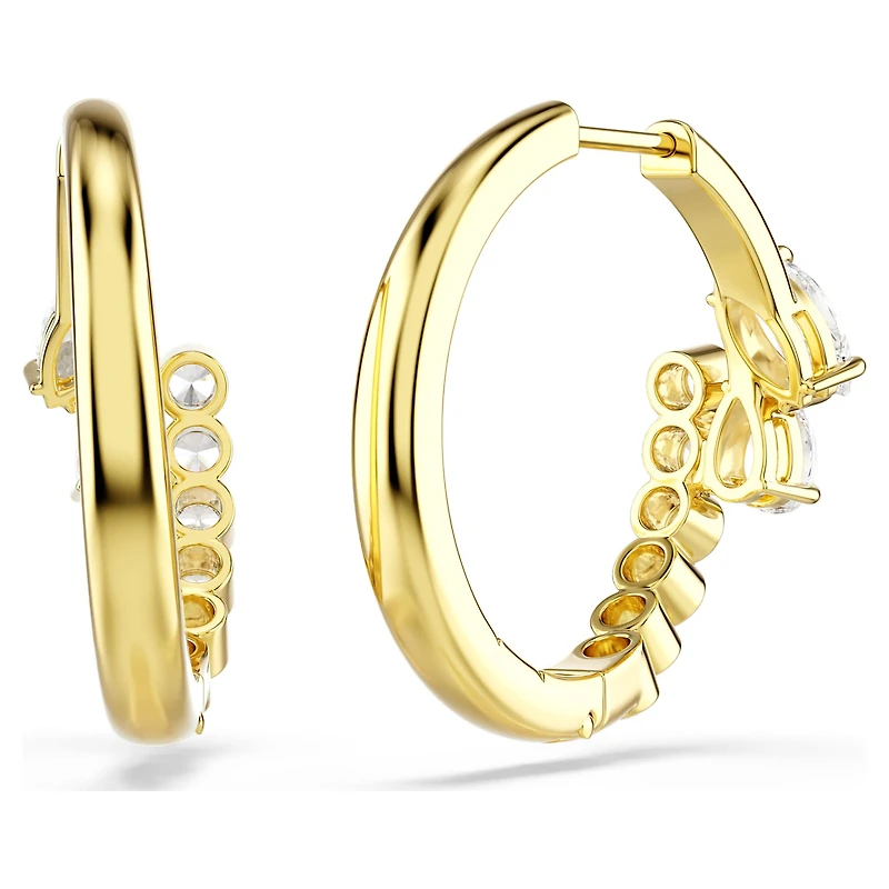 Mesmera hoop earrings, Mixed cuts, White, 18K gold finish