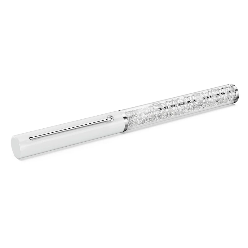 Crystalline ballpoint pen, White lacquered, chrome plated
