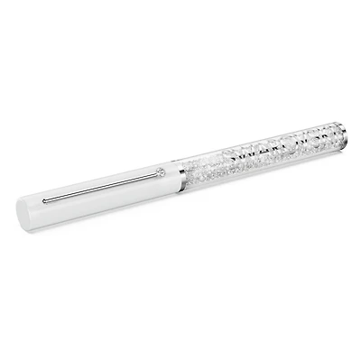 Crystalline ballpoint pen, White lacquered, chrome plated