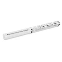 Crystalline ballpoint pen, White lacquered, chrome plated