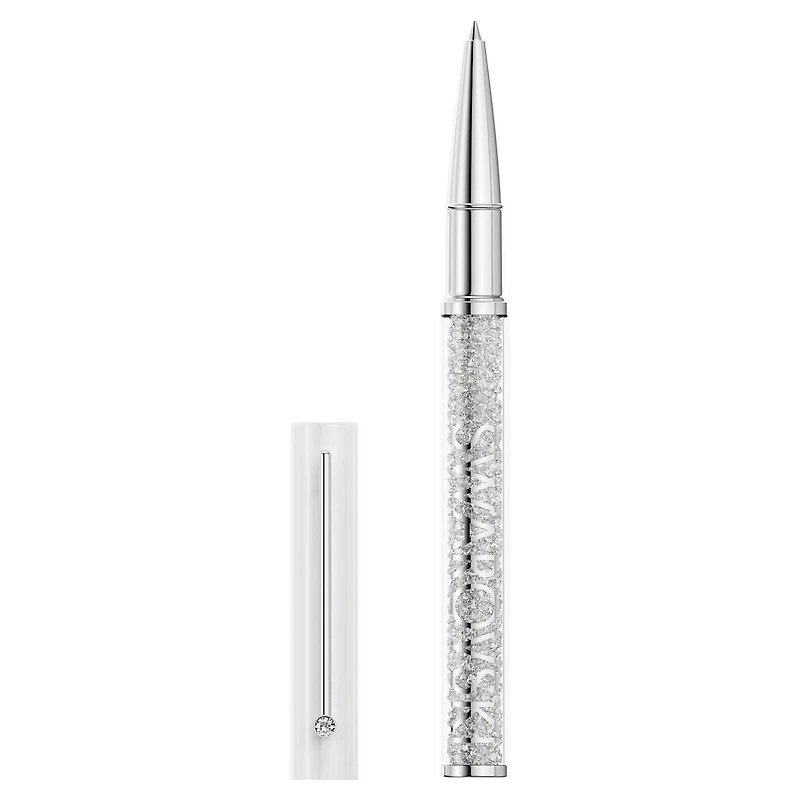Crystalline ballpoint pen, White lacquered, Chrome plated