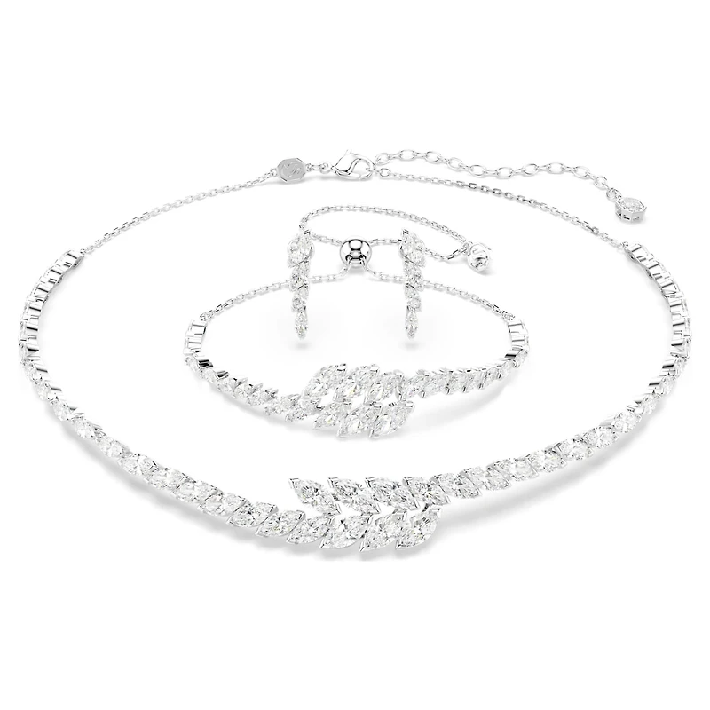 Mesmera set, Set (3), Marquise cut, White, Rhodium plated