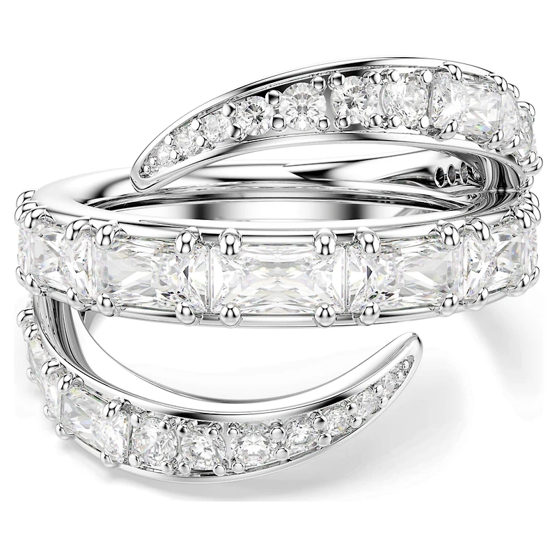 Vienna ring, Mixed cuts, Swan, White, Rhodium plated