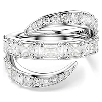 Vienna ring, Mixed cuts, Swan, White, Rhodium plated