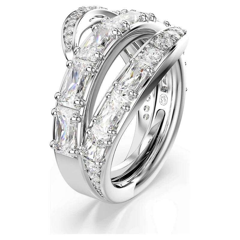 Vienna ring, Mixed cuts, Swan, White, Rhodium plated
