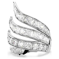 Vienna cocktail ring, Mixed cuts, Swan, White, Rhodium plated