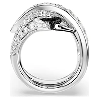 Vienna cocktail ring, Mixed cuts, Swan, White, Rhodium plated