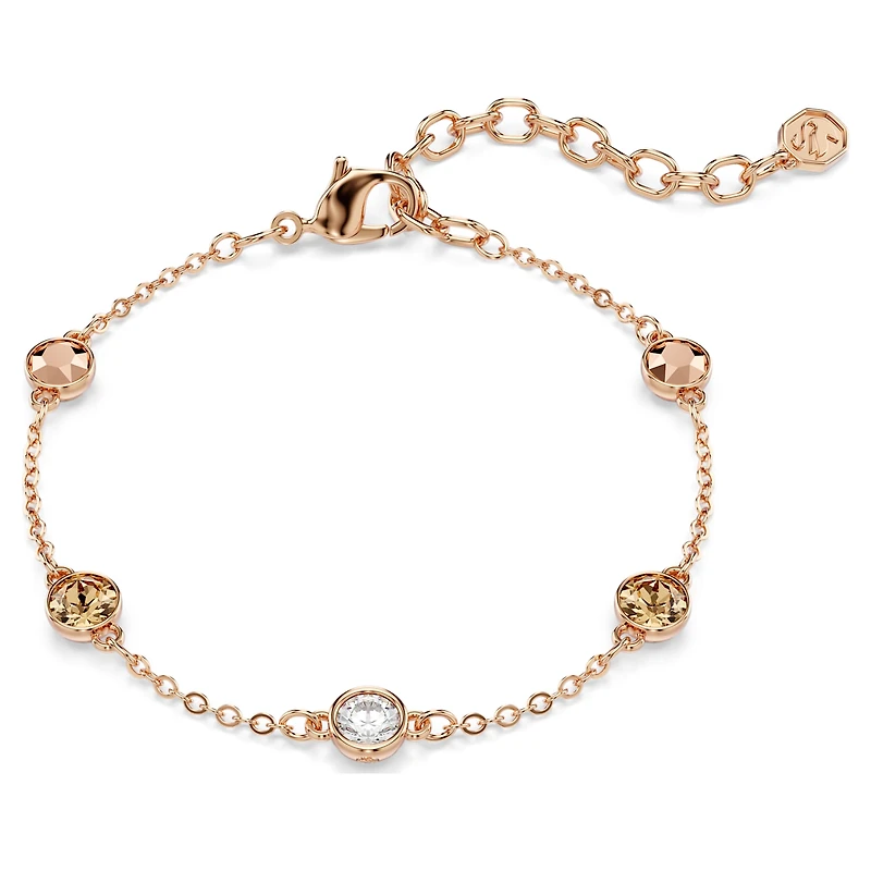 Imber bracelet, Round cut, Multicoloured, 18K rose gold finish
