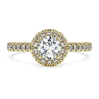 Eternity halo solitaire ring, Lab-grown diamonds 0.8 ct tw, Round shape, White, 14K yellow gold