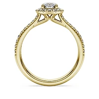 Eternity halo solitaire ring, Lab-grown diamonds 0.8 ct tw, Round shape, White, 14K yellow gold