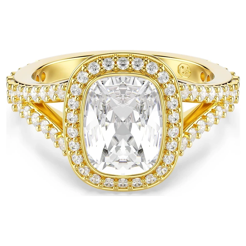 Una Angelic ring, Cushion cut, White, 18K gold finish