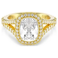 Una Angelic ring, Cushion cut, White, 18K gold finish