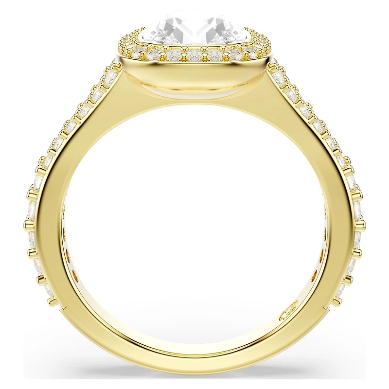 Una Angelic ring, Cushion cut, White, 18K gold finish