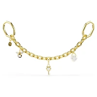 Bag charm, Mixed cuts, White, Gold-tone plated